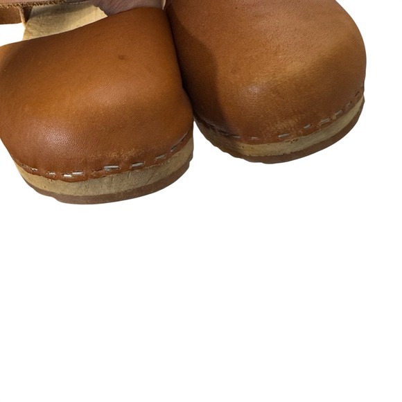 Free People Mia Sweden Sofia Leather Wooden Mary Jane Clog Size 39 Boho Y2K - Picture 9 of 11